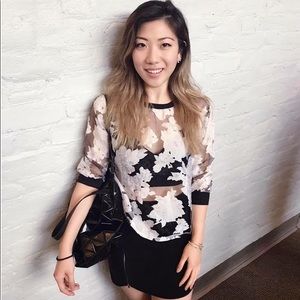 Sheer Floral Print Top